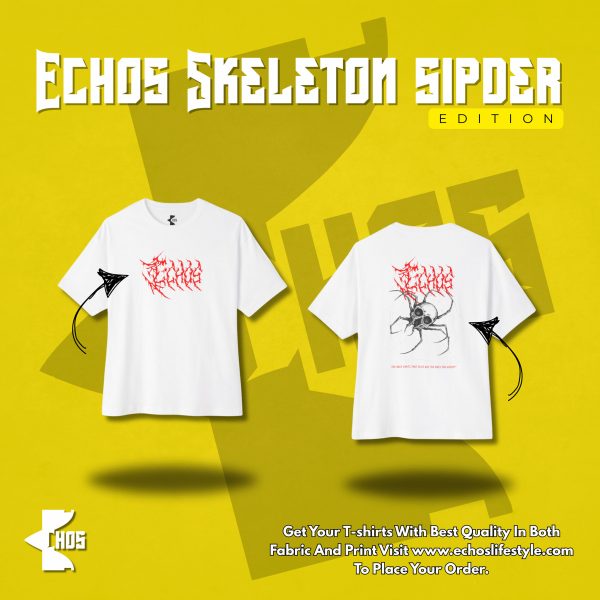 Dropshoulder T-shirt with Spider Skull Design