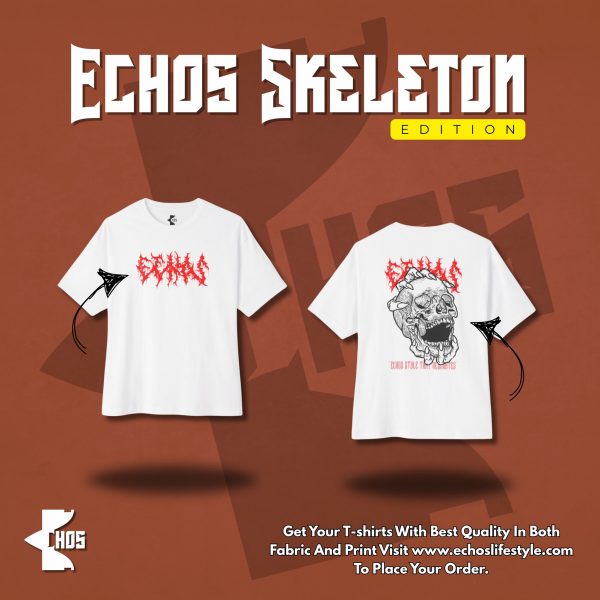 Dropshoulder T-shirt with Skeleton Design