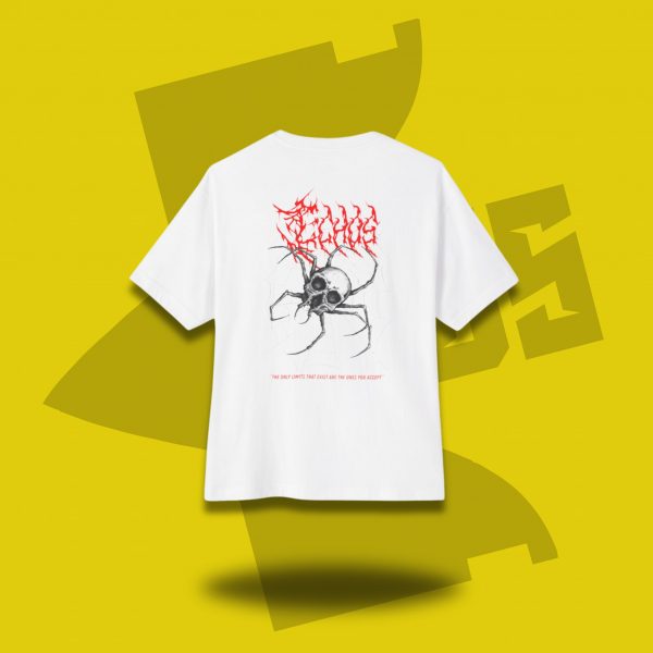 Dropshoulder T-shirt with Spider Skull Design